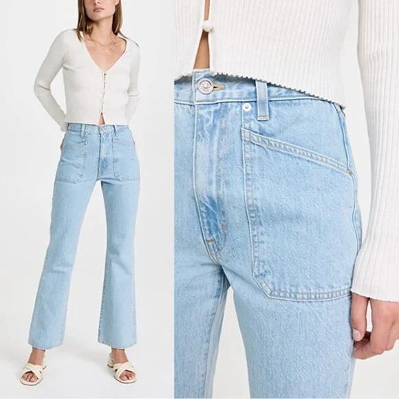 SLVRLAKE | Charlotte Patch Pocket Bootcut Flare Light Wash Jeans Clear Skies 30 - Picture 15 of 16